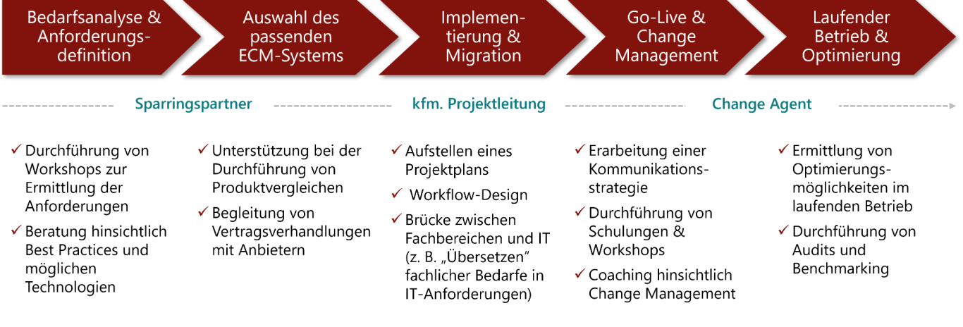 Abbildung mit Prozessschritten für die Einführung eines ECM-Systems